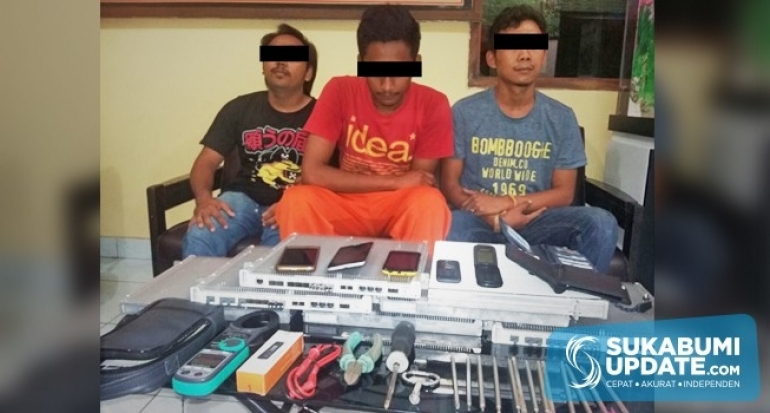 Nyolong BTS, Tiga Pelaku Digulung Aparat Polsek Sukabumi